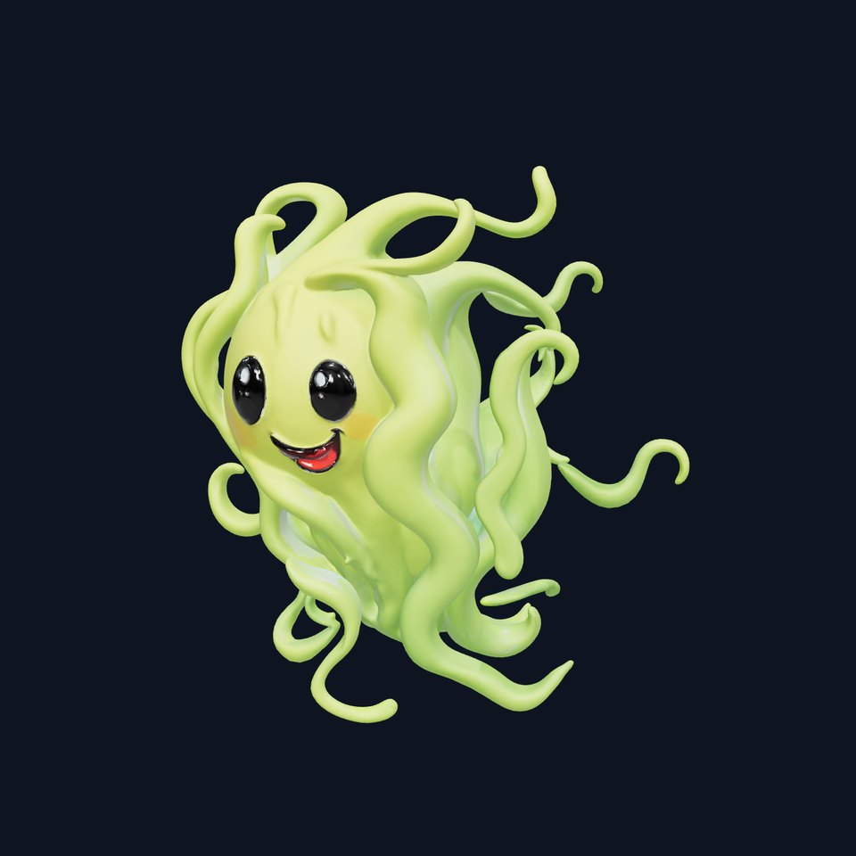 Playful Green Monster Character D Model Pack